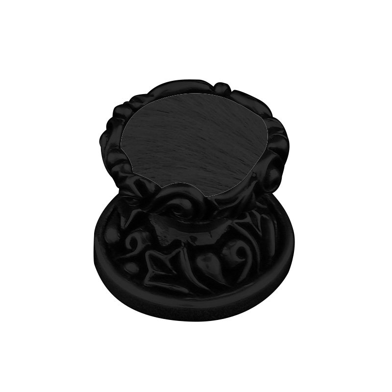 Vicenza Hardware 1" Knob with Insert in Oil Rubbed Bronze with Black Fur Insert