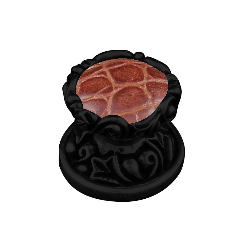 Vicenza Hardware 1" Knob with Insert in Oil Rubbed Bronze with Pebble Leather Insert