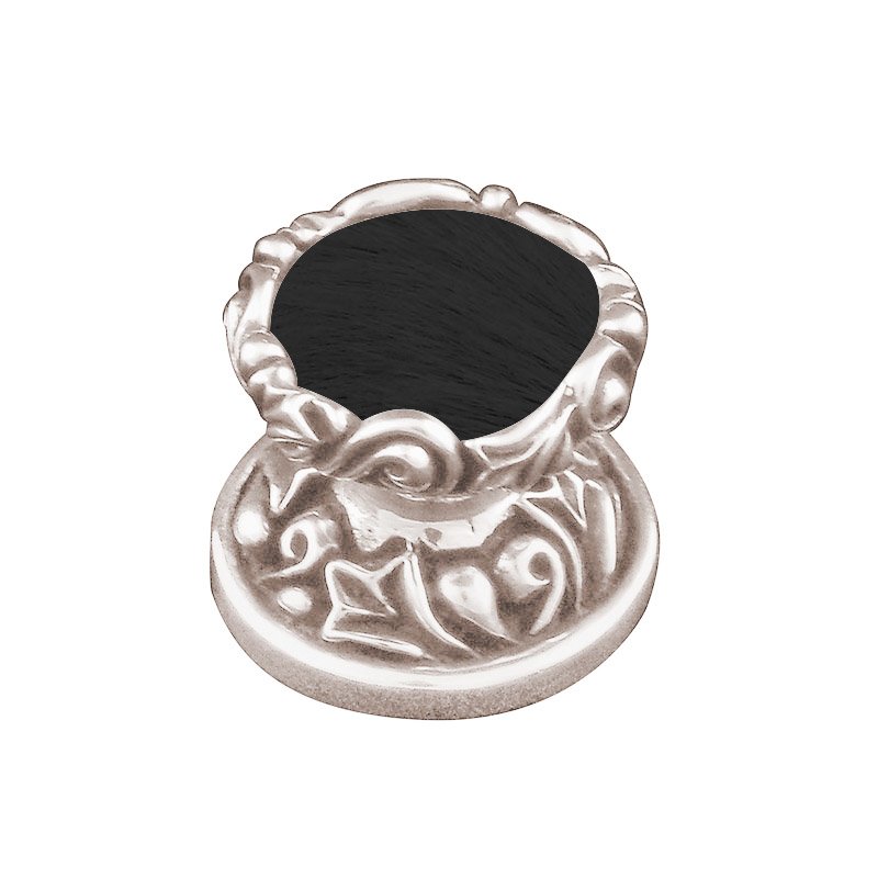 Vicenza Hardware 1" Knob with Insert in Polished Nickel with Black Fur Insert