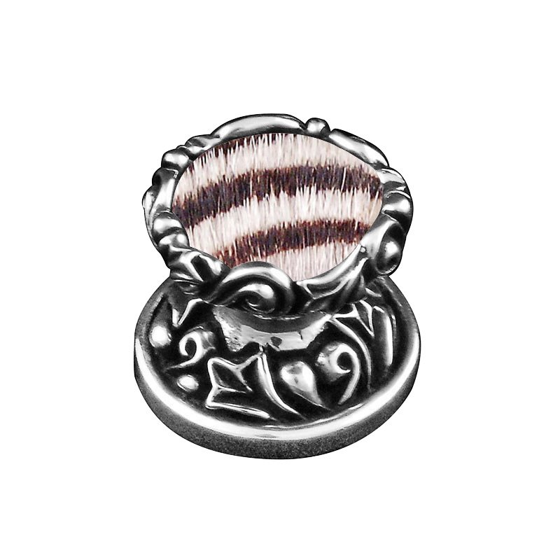 Vicenza Hardware 1" Knob with Insert in Vintage Pewter with Zebra Fur Insert