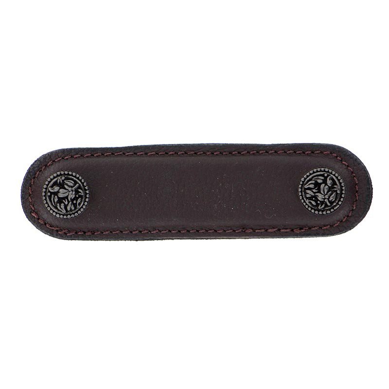 Vicenza Hardware 3" (76mm) Pull in Brown Leather in Gunmetal