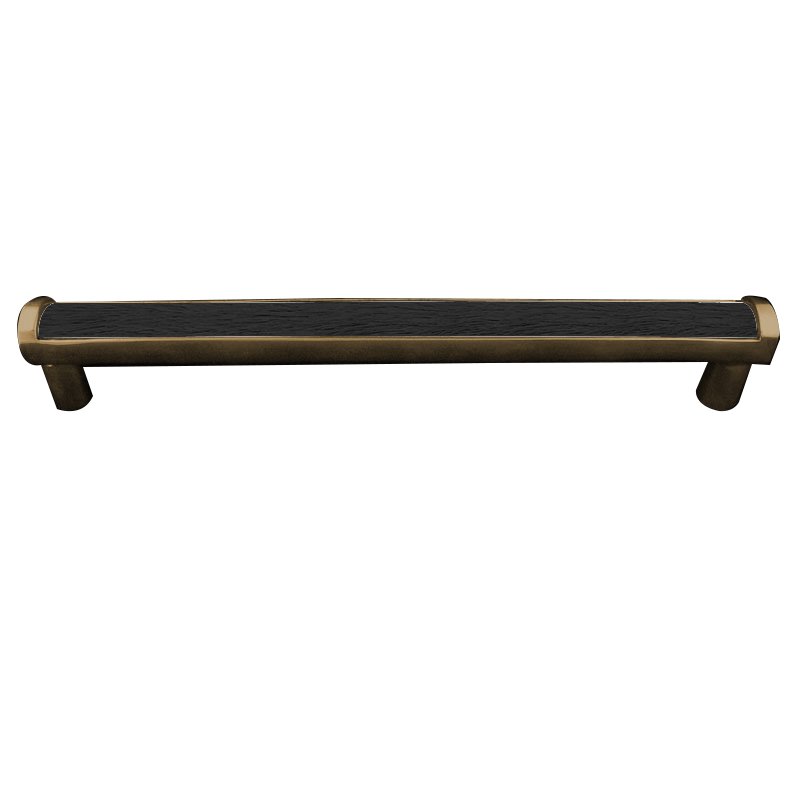 Vicenza Hardware 12" Centers Milazzo Equestre Pull in Antique Brass with Black Fur Insert