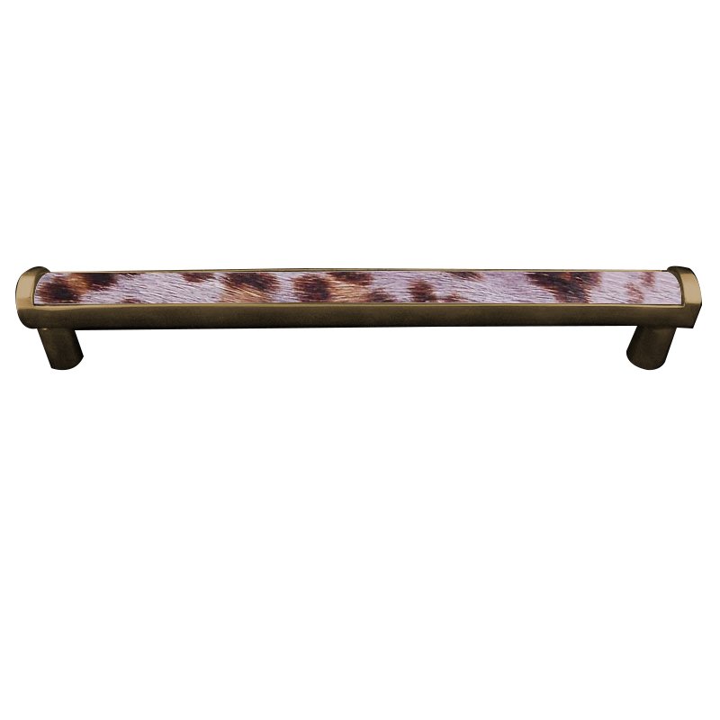 Vicenza Hardware 12" Centers Milazzo Equestre Pull in Antique Brass with Gray Fur Insert