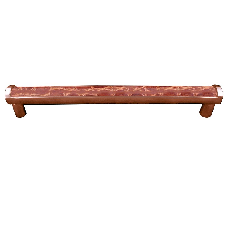 Vicenza Hardware 12" Centers Milazzo Equestre Pull in Antique Copper with Pebble Leather Insert