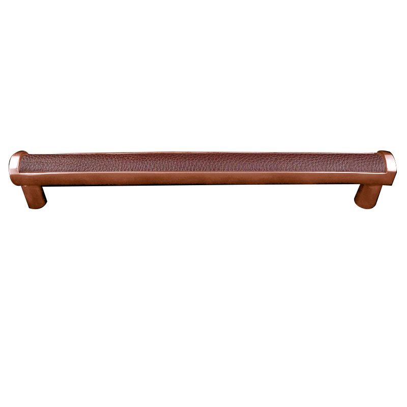 Vicenza Hardware 12" Centers Milazzo Equestre Pull in Antique Copper with Brown Leather Insert