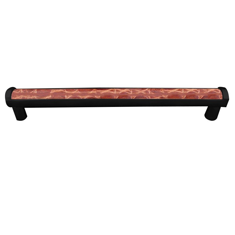 Vicenza Hardware 12" Centers Milazzo Equestre Pull in Oil Rubbed Bronze with Pebble Leather Insert