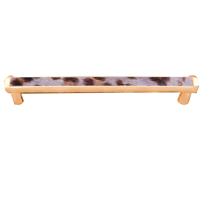 Vicenza Hardware 12" Centers Milazzo Equestre Pull in Polished Gold with Gray Fur Insert