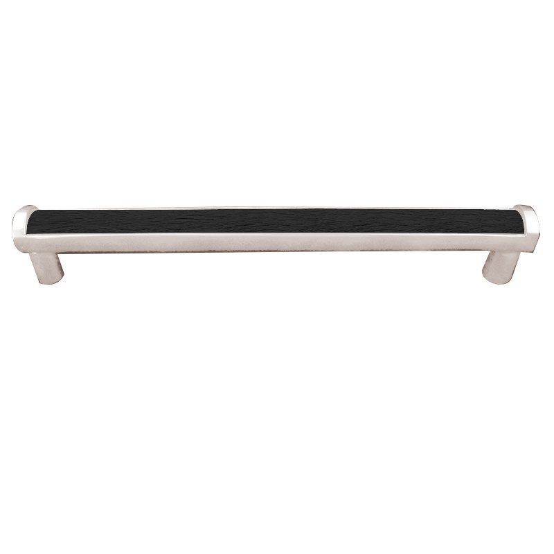 Vicenza Hardware 12" Centers Milazzo Equestre Pull in Polished Nickel with Black Fur Insert