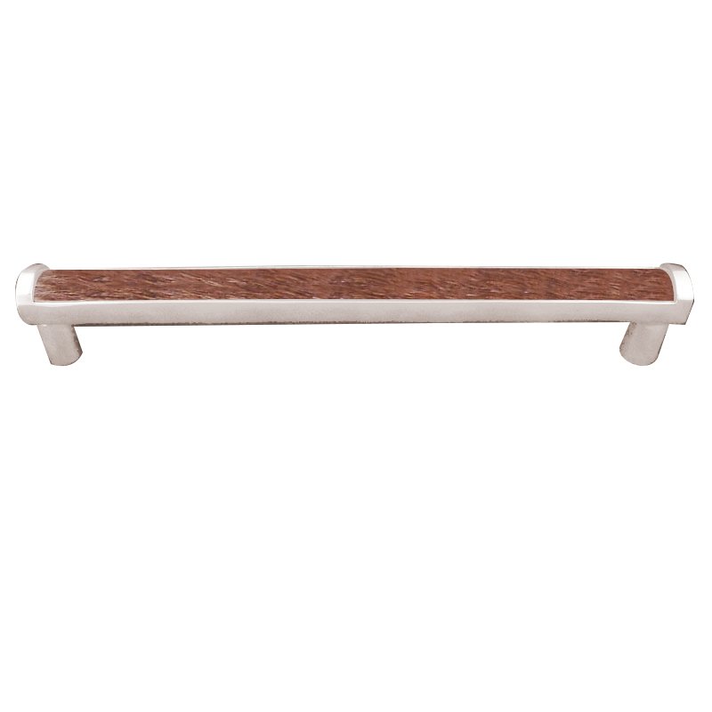 Vicenza Hardware 12" Centers Milazzo Equestre Pull in Polished Nickel with Brown Fur Insert