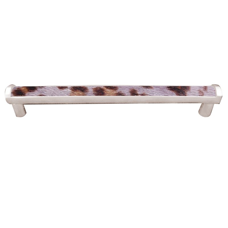 Vicenza Hardware 12" Centers Milazzo Equestre Pull in Polished Nickel with Gray Fur Insert
