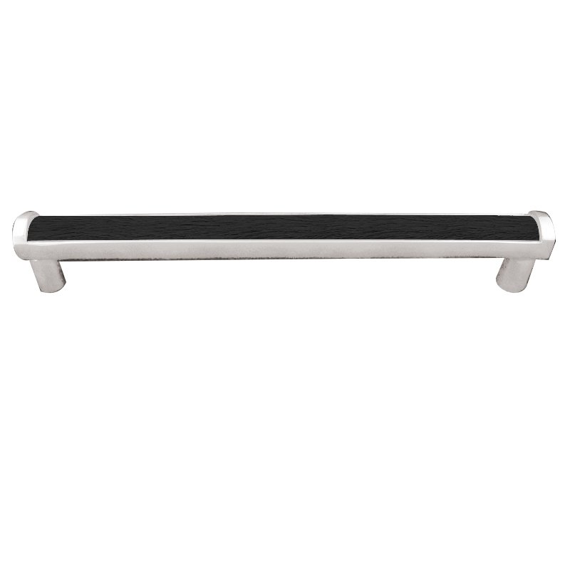 Vicenza Hardware 12" Centers Milazzo Equestre Pull in Polished Silver with Black Fur Insert