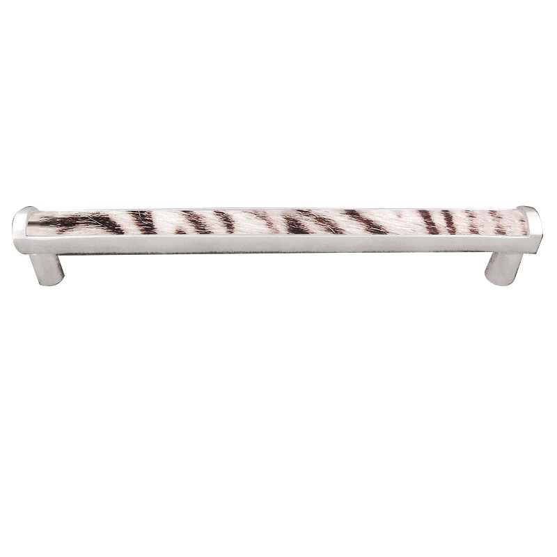 Vicenza Hardware 12" Centers Milazzo Equestre Pull in Polished Silver with Zebra Fur Insert