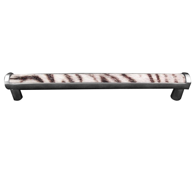 Vicenza Hardware 12" Centers Milazzo Equestre Pull in Vintage Pewter with Zebra Fur Insert