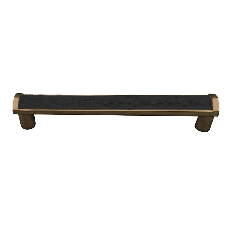 Vicenza Hardware 9" Centers Milazzo Equestre Pull in Antique Brass with Black Fur Insert