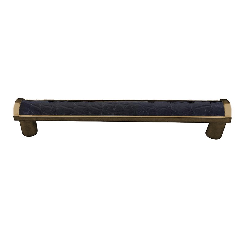 Vicenza Hardware 9" Centers Milazzo Equestre Pull in Antique Brass with Black Leather Insert