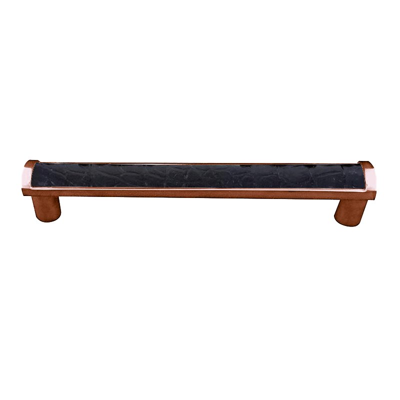 Vicenza Hardware 9" Centers Milazzo Equestre Pull in Antique Copper with Black Leather Insert