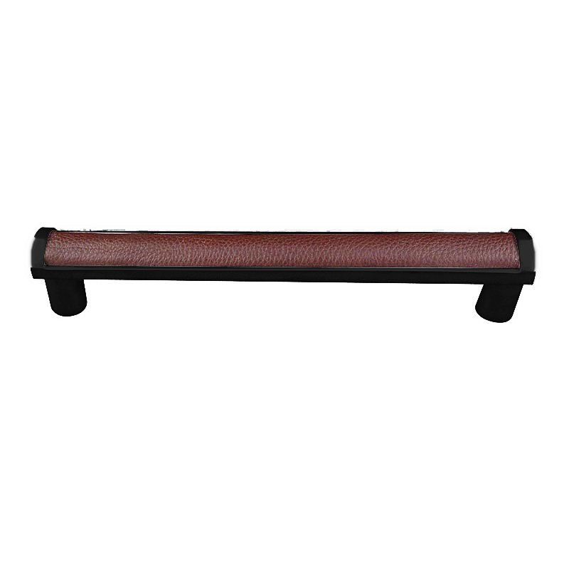 Vicenza Hardware 9" Centers Milazzo Equestre Pull in Oil Rubbed Bronze with Brown Leather Insert