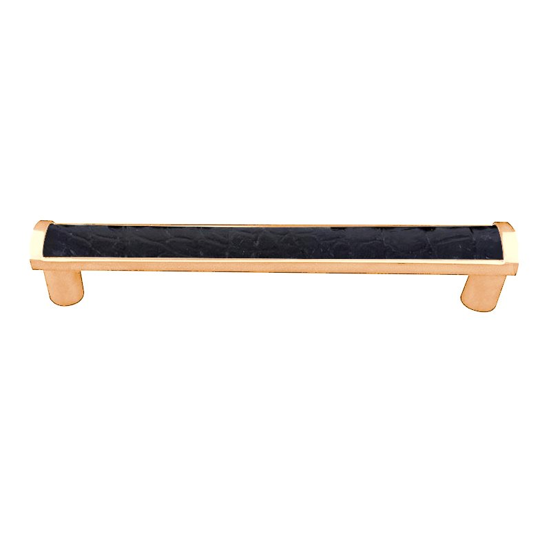 Vicenza Hardware 9" Centers Milazzo Equestre Pull in Polished Gold with Black Leather Insert