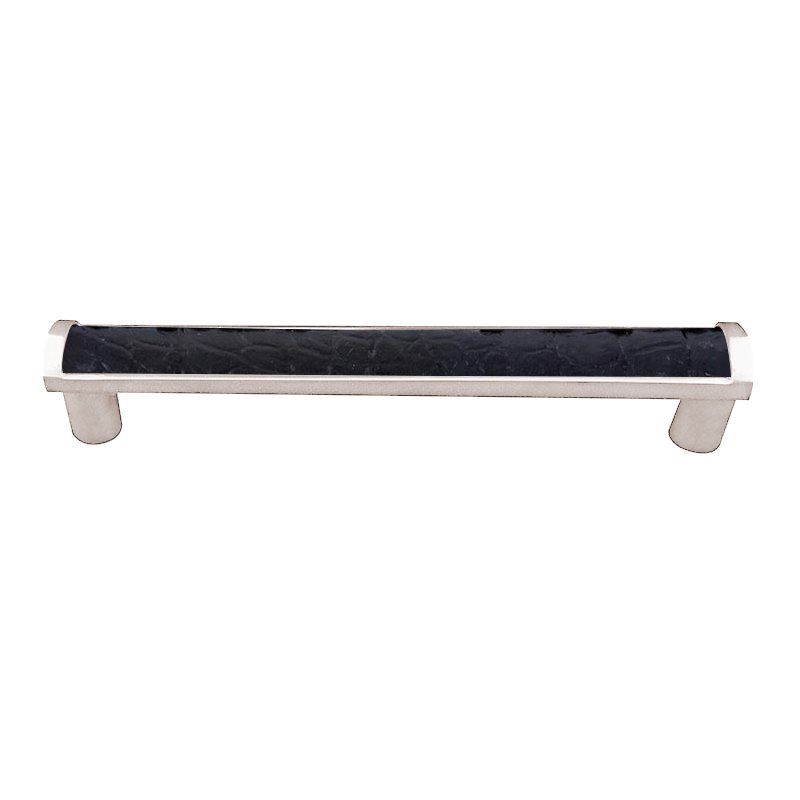 Vicenza Hardware 9" Centers Milazzo Equestre Pull in Polished Nickel with Black Leather Insert