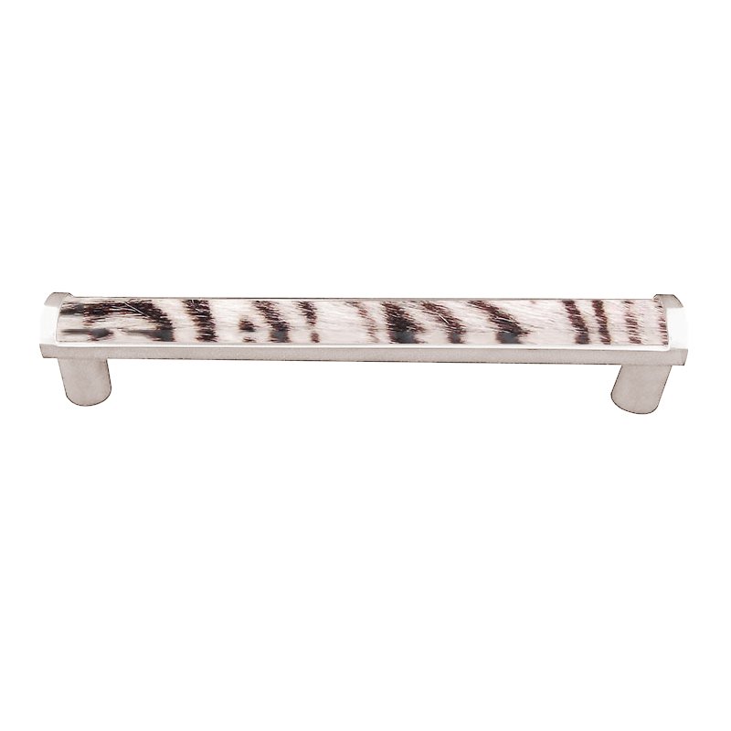 Vicenza Hardware 9" Centers Milazzo Equestre Pull in Polished Nickel with Zebra Fur Insert
