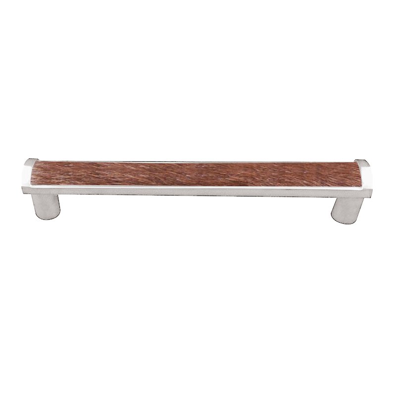 Vicenza Hardware 9" Centers Milazzo Equestre Pull in Polished Silver with Brown Fur Insert