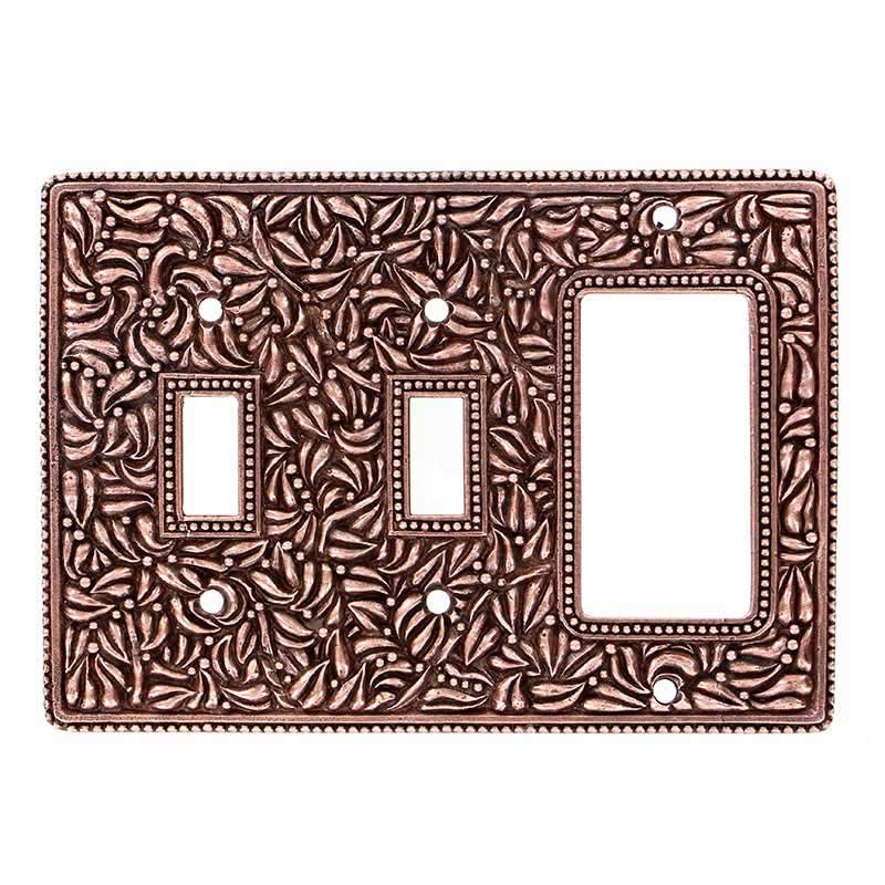 Vicenza Hardware Double Toggle Single Rocker Combo Jumbo Switchplate in Antique Copper