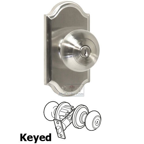 Weslock Door Hardware Keyed Knob - Premiere Plate with Impresa Door Knob in Satin Nickel