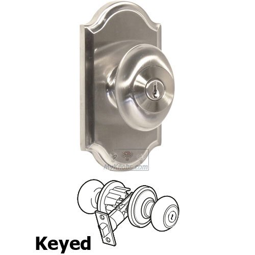 Weslock Door Hardware Keyed Knob - Premiere Plate with Julienne Door Knob in Satin Nickel