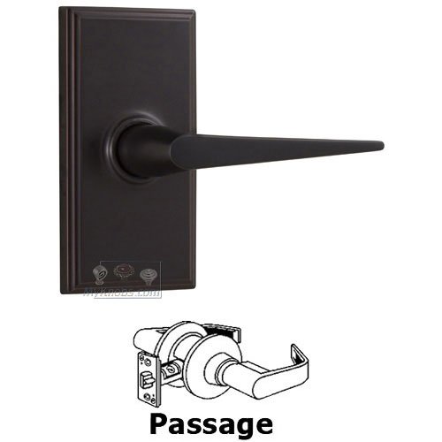 Weslock Door Hardware Universally Handed Passage Lever - Woodward Plate with Urbana Door Lever in Oil Rubbed Bronze