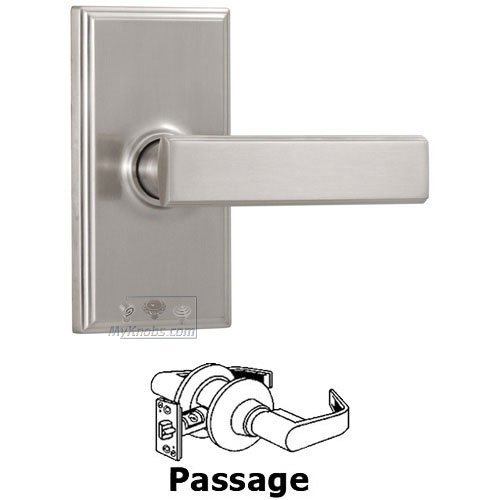 Weslock Door Hardware Universally Handed Passage Lever - Woodward Plate with Utica Door Lever in Satin Nickel