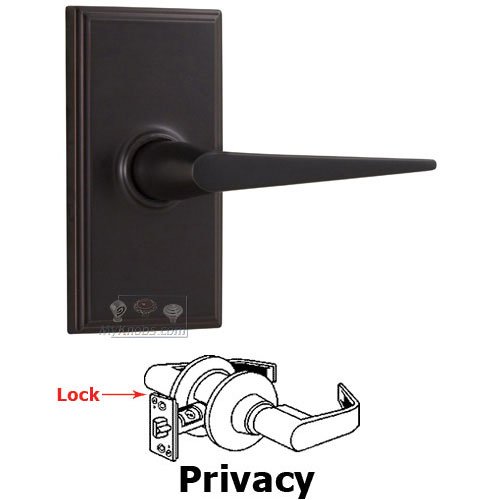 Weslock Door Hardware Universally Handed Privacy Lever - Woodward Plate with Urbana Door Lever in Oil Rubbed Bronze