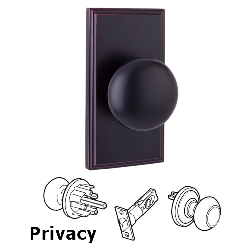 Weslock Door Hardware Privacy Knob - Woodward Plate with Impresa Door Knob in Oil Rubbed Bronze