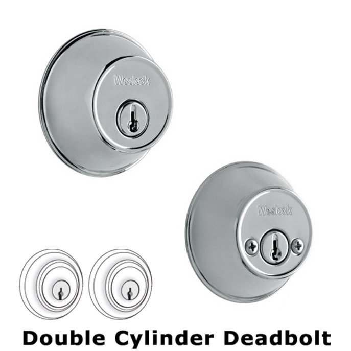 Weslock Door Hardware Model 372 Double Deadbolt Lock in Bright Chrome
