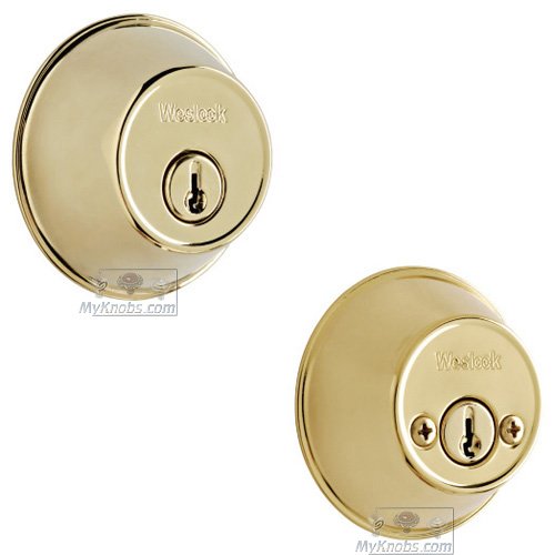 Weslock Door Hardware Model 372 Double Deadbolt Lock in Lifetime Polished Brass