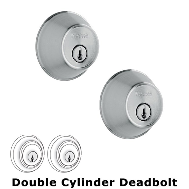 Weslock Door Hardware Model 372 Double Deadbolt Lock in Satin Chrome