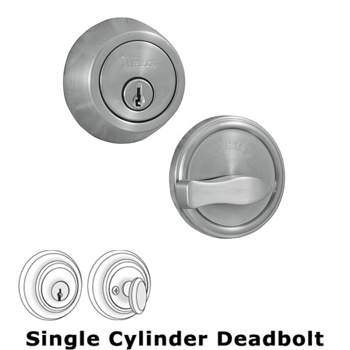 Weslock Door Hardware Model 671 Single Deadbolt Lock in Satin Chrome