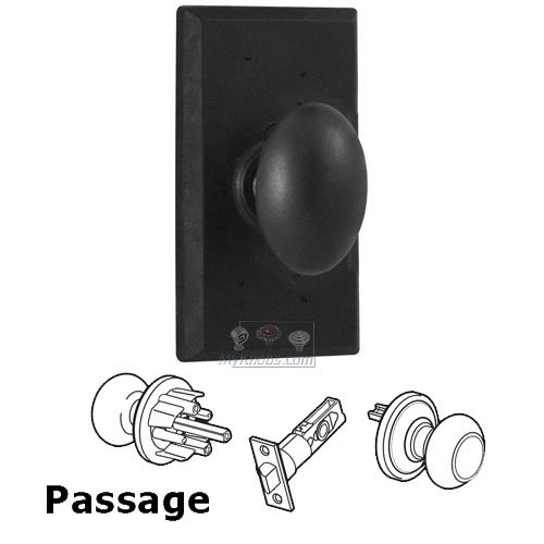 Weslock Door Hardware Passage Knob - Rectangle Plate with Durham Door Knob in Black