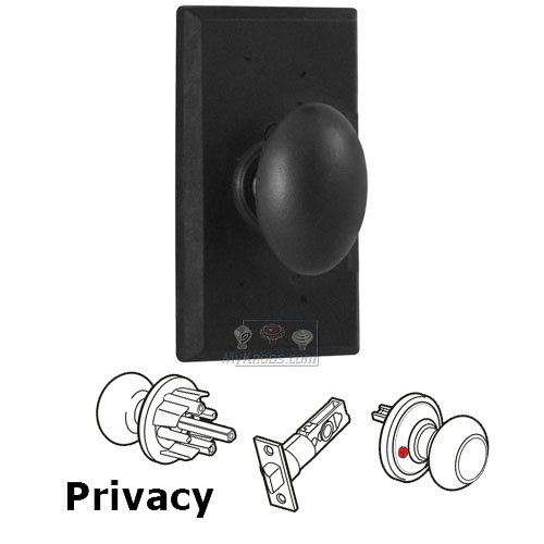 Weslock Door Hardware Privacy Knob - Rectangle Plate with Durham Door Knob in Black