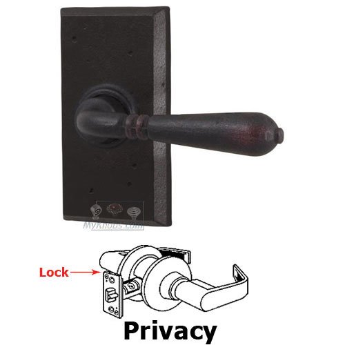 Weslock Door Hardware Universally Handed Privacy Lever - Square Plate with Waterford Door Lever in Oil Rubbed Bronze