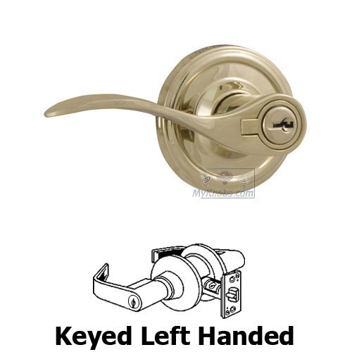 Weslock Door Hardware Bordeau Left Handed Keyed Door Lever in Lifetime Polished Brass
