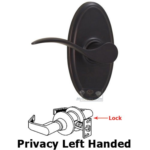 Weslock Door Hardware Left Handed Privacy Lever - Oval Plate with Bordeau Door Lever in Oil Rubbed Bronze