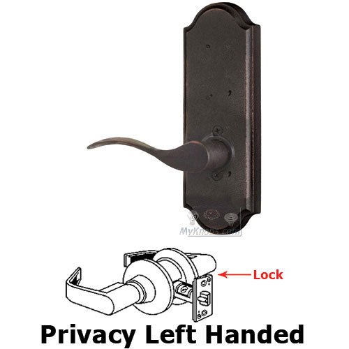 Weslock Door Hardware Left Handed Privacy Lever - Sutton Plate with Carlow Door Lever in Oil Rubbed Bronze