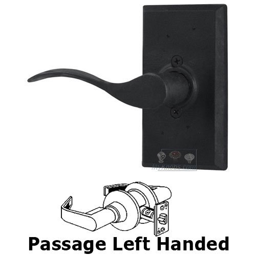 Weslock Door Hardware Left Handed Passage Lever - Square Plate with Carlow Door Lever in Black