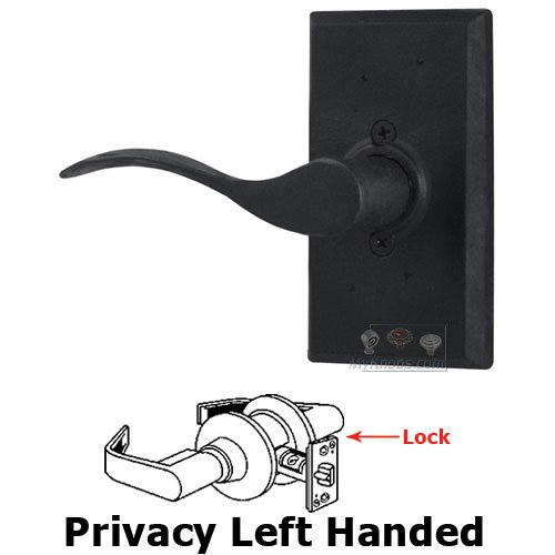 Weslock Door Hardware Left Handed Privacy Lever - Square Plate with Carlow Door Lever in Black