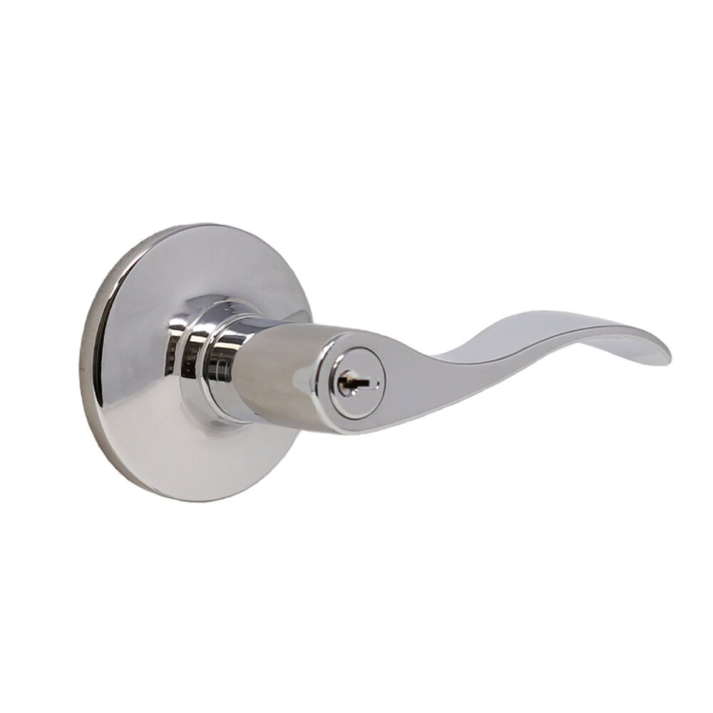Weslock Door Hardware Keyed New Haven Lever With Round Rosette in Bright Chrome