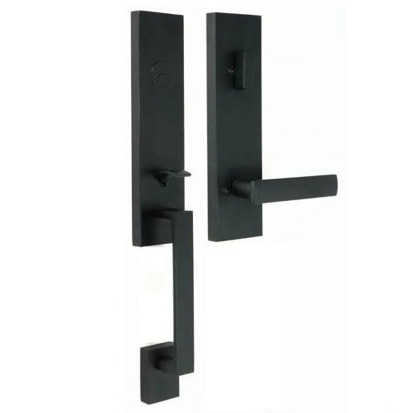 Transitional Series Collection - Leighton Dummy Handleset with Utica lever  in Matte Black by Weslock Door Hardware
