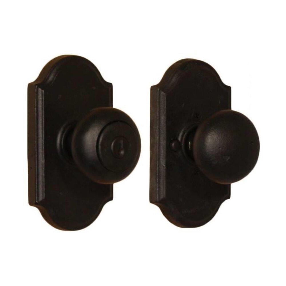 Weslock Door Hardware Keyed Knob - Premiere Plate with Wexford Door Knob in Black
