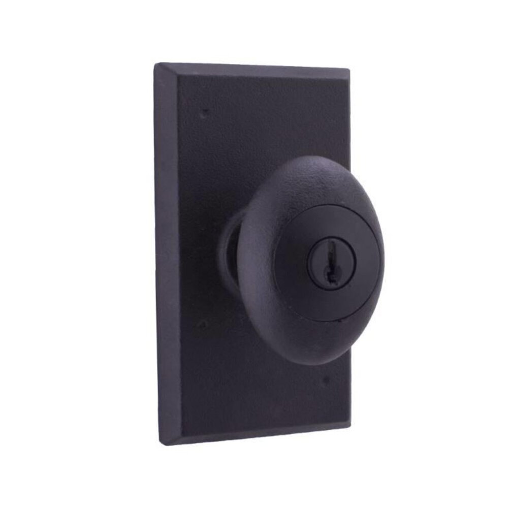 Weslock Door Hardware Privacy Knob - Rectangle Plate with Durham Door Knob in Black