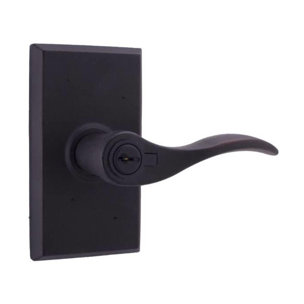 Weslock Door Hardware Right Handed Keyed Lever - Rectangle Plate with Carlow Door Lever in Oil Rubbed Bronze