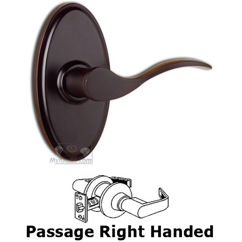 Weslock Door Hardware Right Handed Passage Lever - Oval Plate with Bordeau Door Lever in Oil Rubbed Bronze
